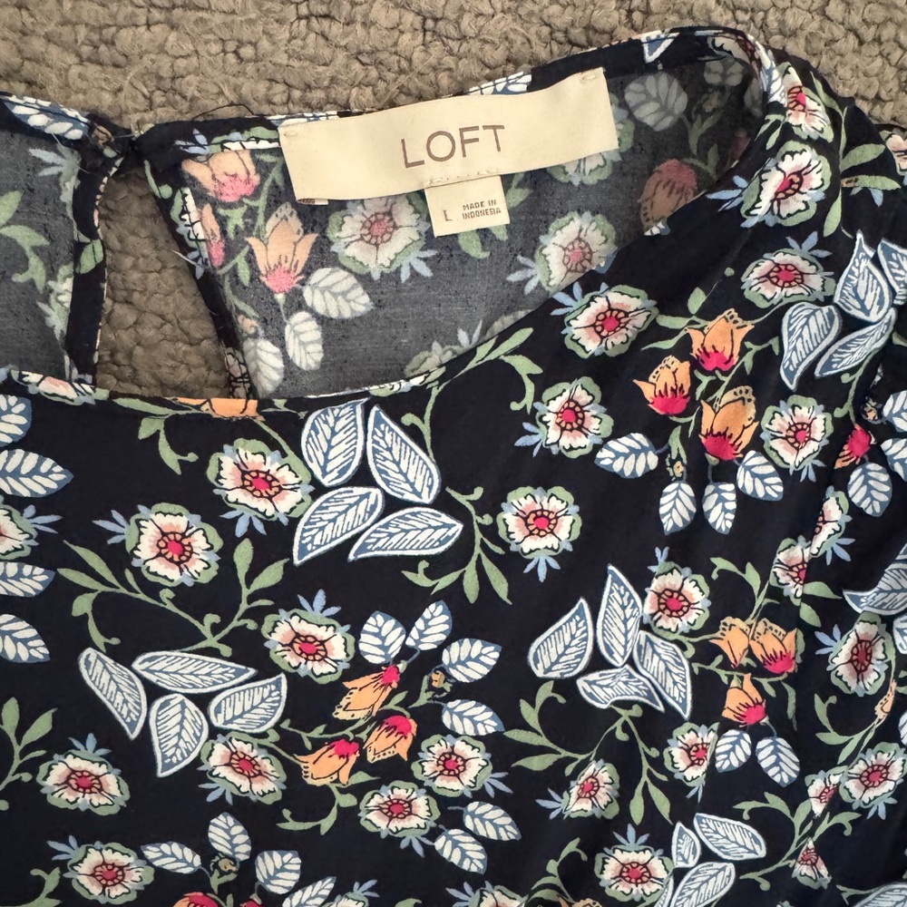 LOFT Navy Floral Mini Dress - Picture 8 of 9